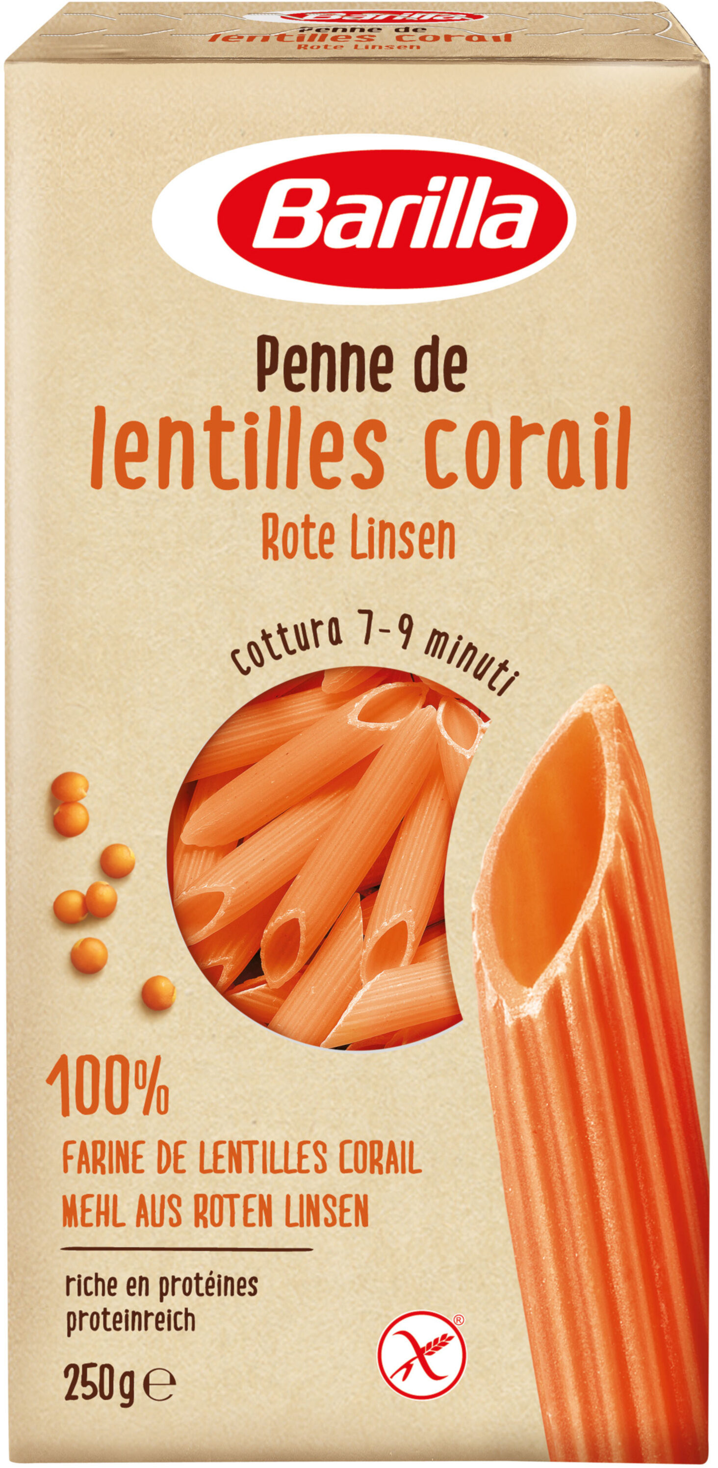 Barilla pates penne de lentilles corail 250g - Produit
