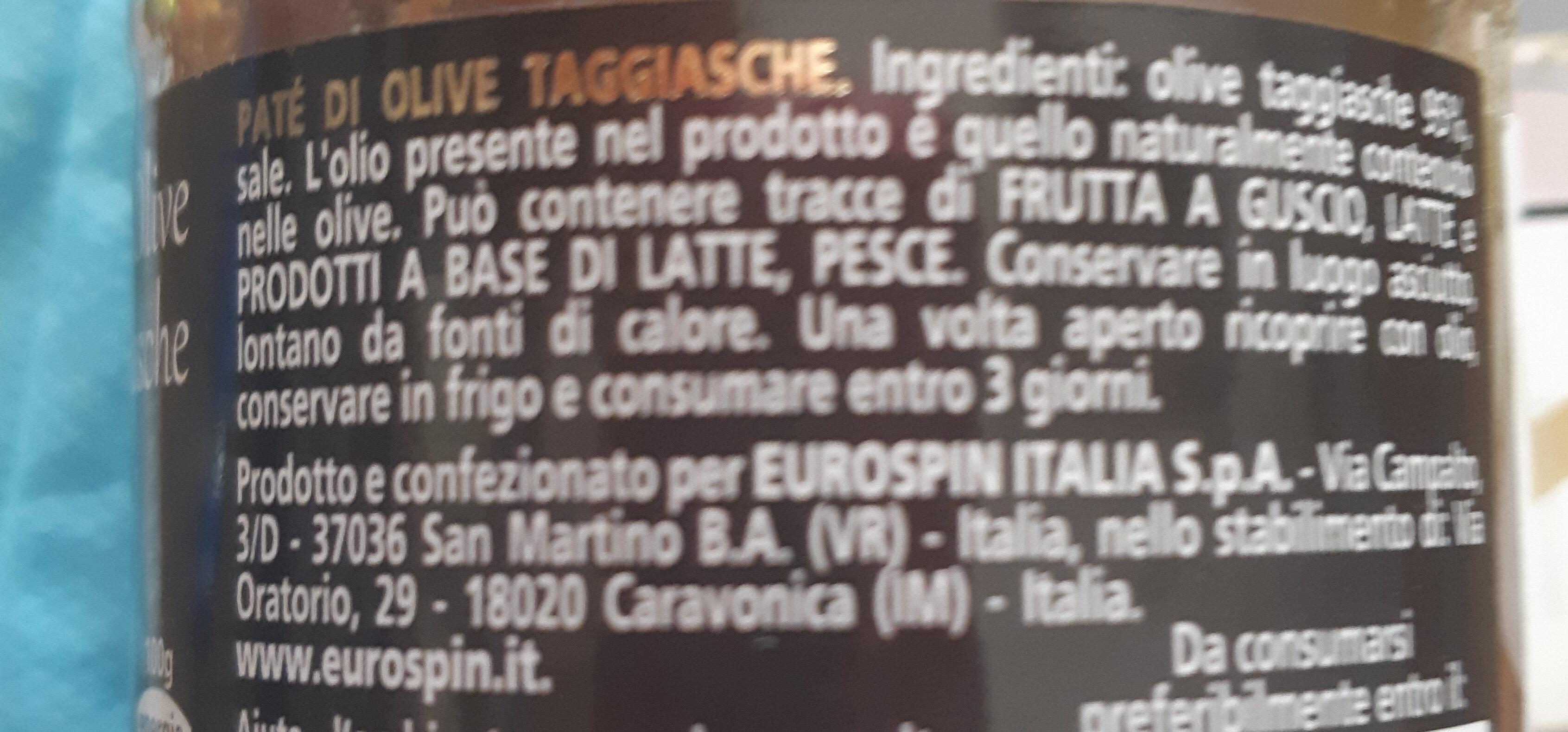 Paté di Olive Taggiasche - Ingredients - it