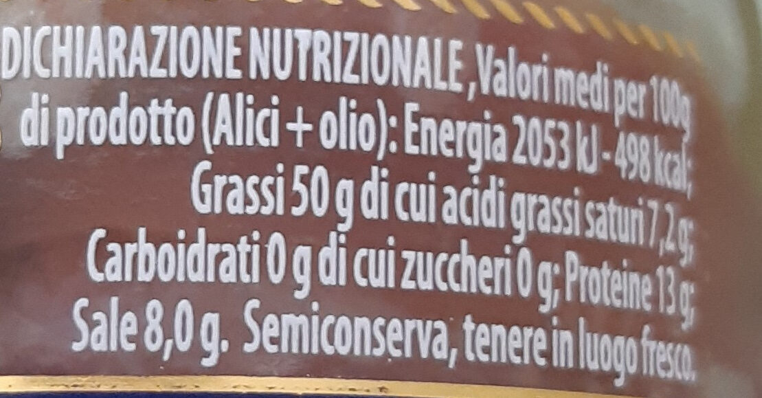 Filetti di alici - Voedingswaarden - it
