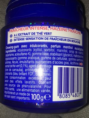 Chewing-gum avec édulcorants, parfum menthol eucalyptus - Ingredients - fr