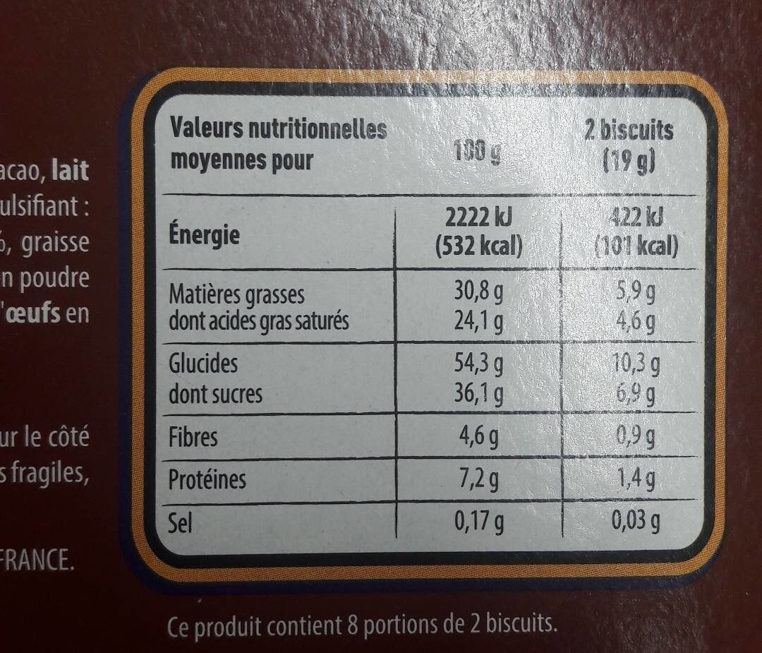 Caofret' - Nutrition facts - fr