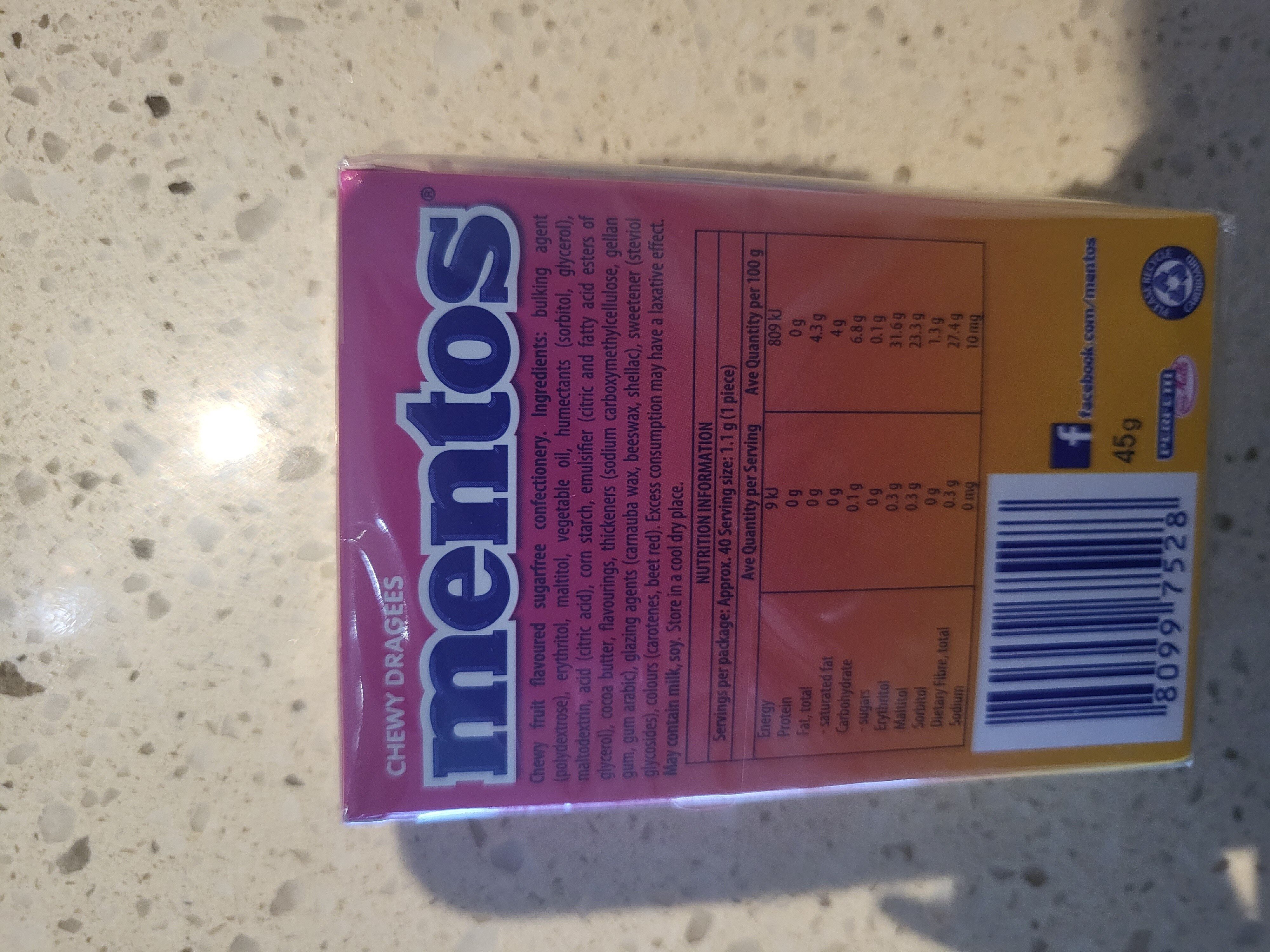 Mentos Sugar free chews - Ingredients