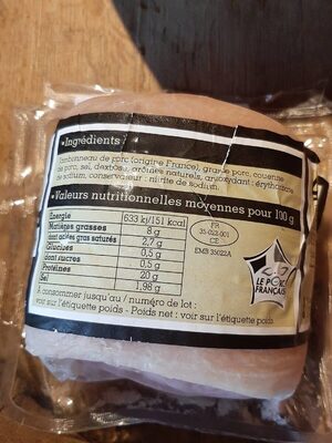 Jambonneau cuit Supérieur - Nutrition facts - fr