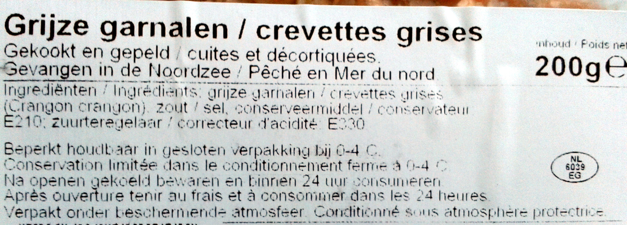 Crevettes grises cuites et décortiquées - Ingrediënten - fr
