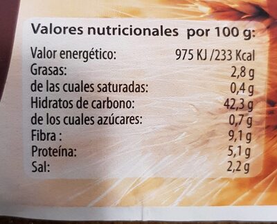Pan de centeno - Nutrition facts - es