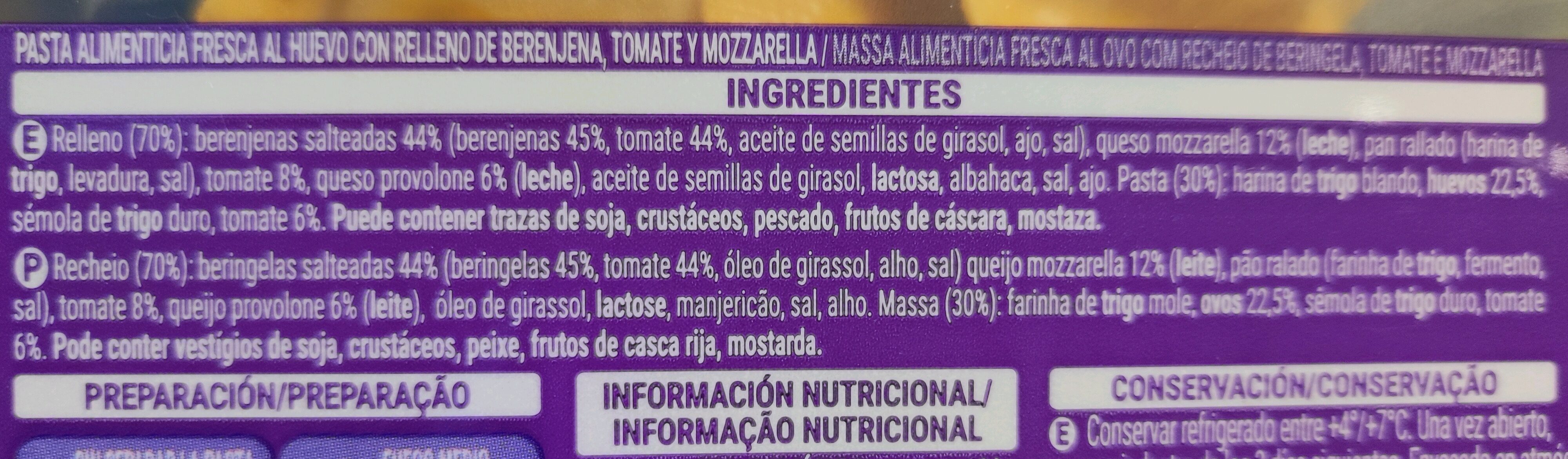 Pasta berenjena - Ingredients - es