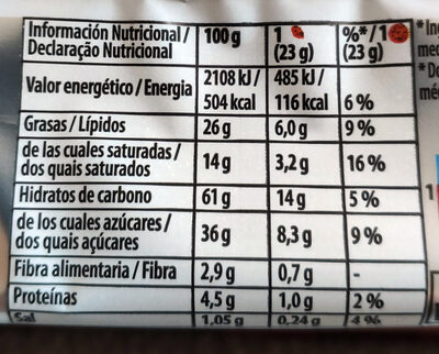 Extra galletas con pepitas xl de chocolate - Dados nutricionais