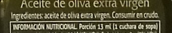 Aceite de Oliva Virgen Extra - Ingrédients - es