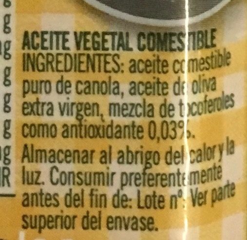 Aceite Carbonell con un toque de oliva - Ingredientes