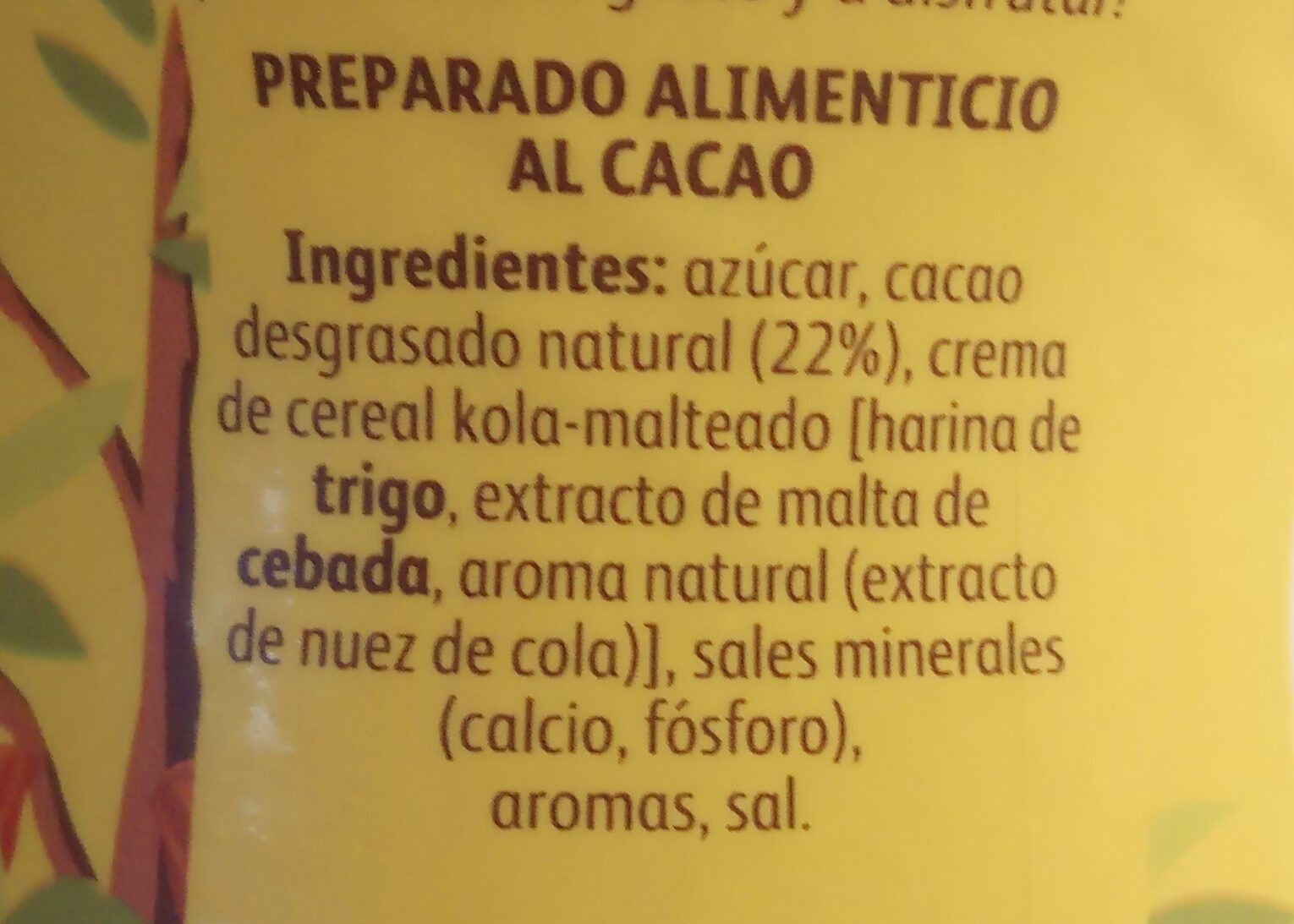 Cola Cao El Original - Ingredientes