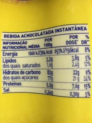 Cola Cao Energy - Tableau nutritionnel