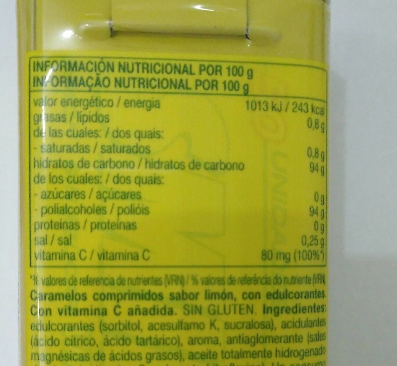 Limón - Informació nutricional - es