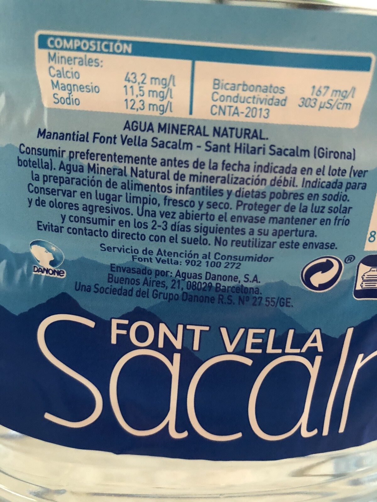 Agua mineral natural garrafa - Ingredientes - fr