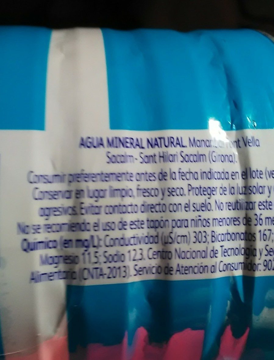 Agua mineral - Ingrédients