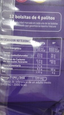 Palitos Surimi 24 palitos en 6 bolsas - Tableau nutritionnel - es