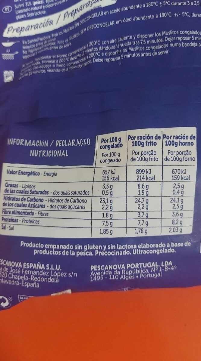 Muslitos de surimi - Informació nutricional - es