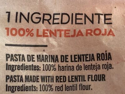 nature lenteja - pasta de harina de lenteja roja - Ingredients - es