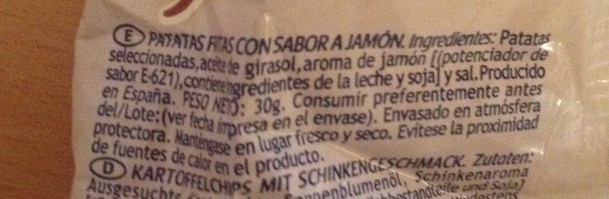 Patatas Artesanales Jamón - Ingredients - es