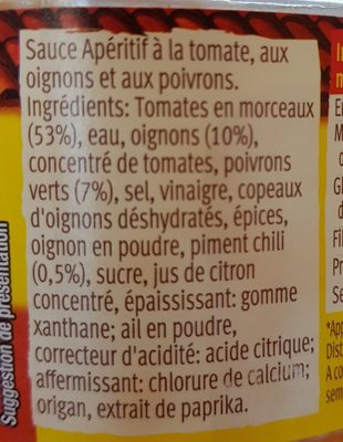 Sauce apéritif Salsa dip aux oignons et aux poivrons - Ingredients - fr