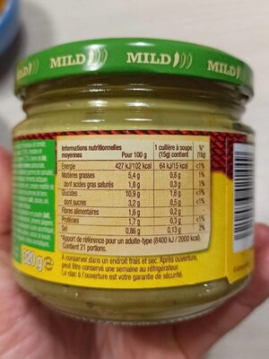 Sauce apéritif Guacamole - Nutrition facts