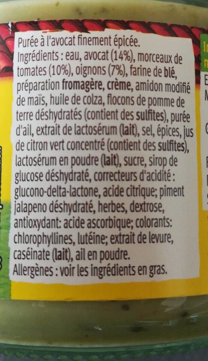 Guacamole doux - Ingredients - fr