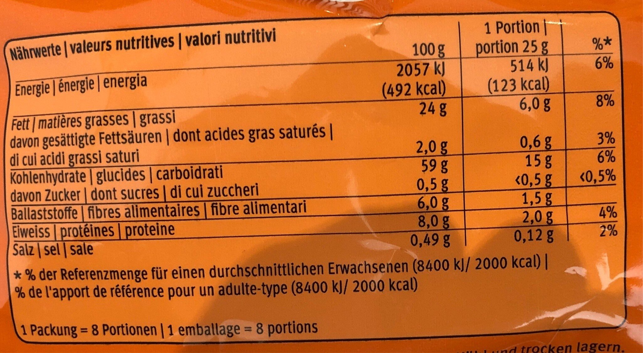 Nacho Chips - Mais-Chips - Nutrition facts