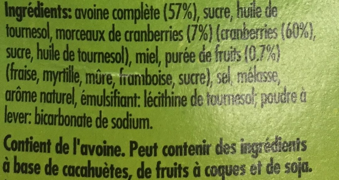 Crunchy Avoine & Fruits Rouge 🍓🍎 - Ingredients