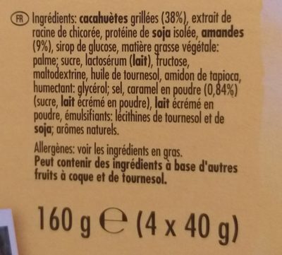 Barre protéines  caramel cacahuete amandes - Ingrédients