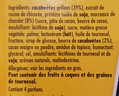 Protein Cacahuetes & Chocolat - Ingredients - fr