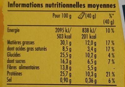 Protein Cacahuetes & Chocolat - Nährwertangaben - fr