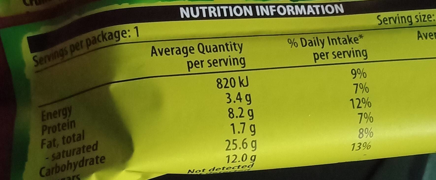 Crunchy museli bar - Nutrition facts