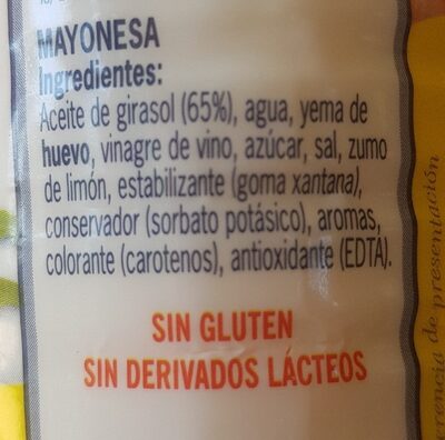 Mayonesa Ybarra - Ingredients - es