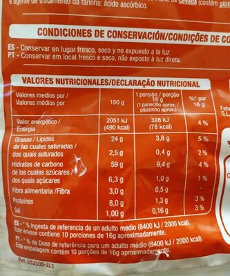 Panecillos tostados TOMATE Y OREGANO - Tableau nutritionnel - es