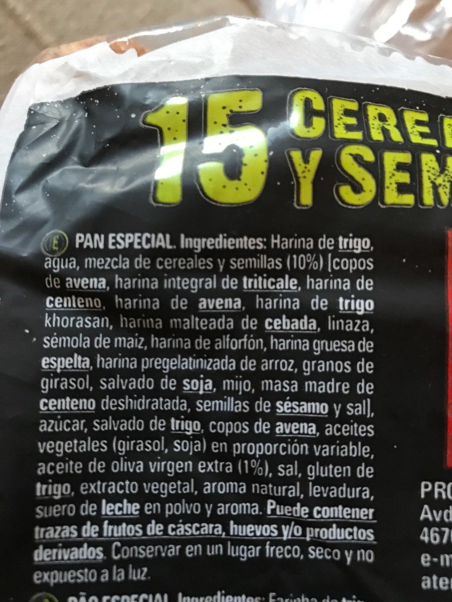 Pan 15 cereales - Ingrédients