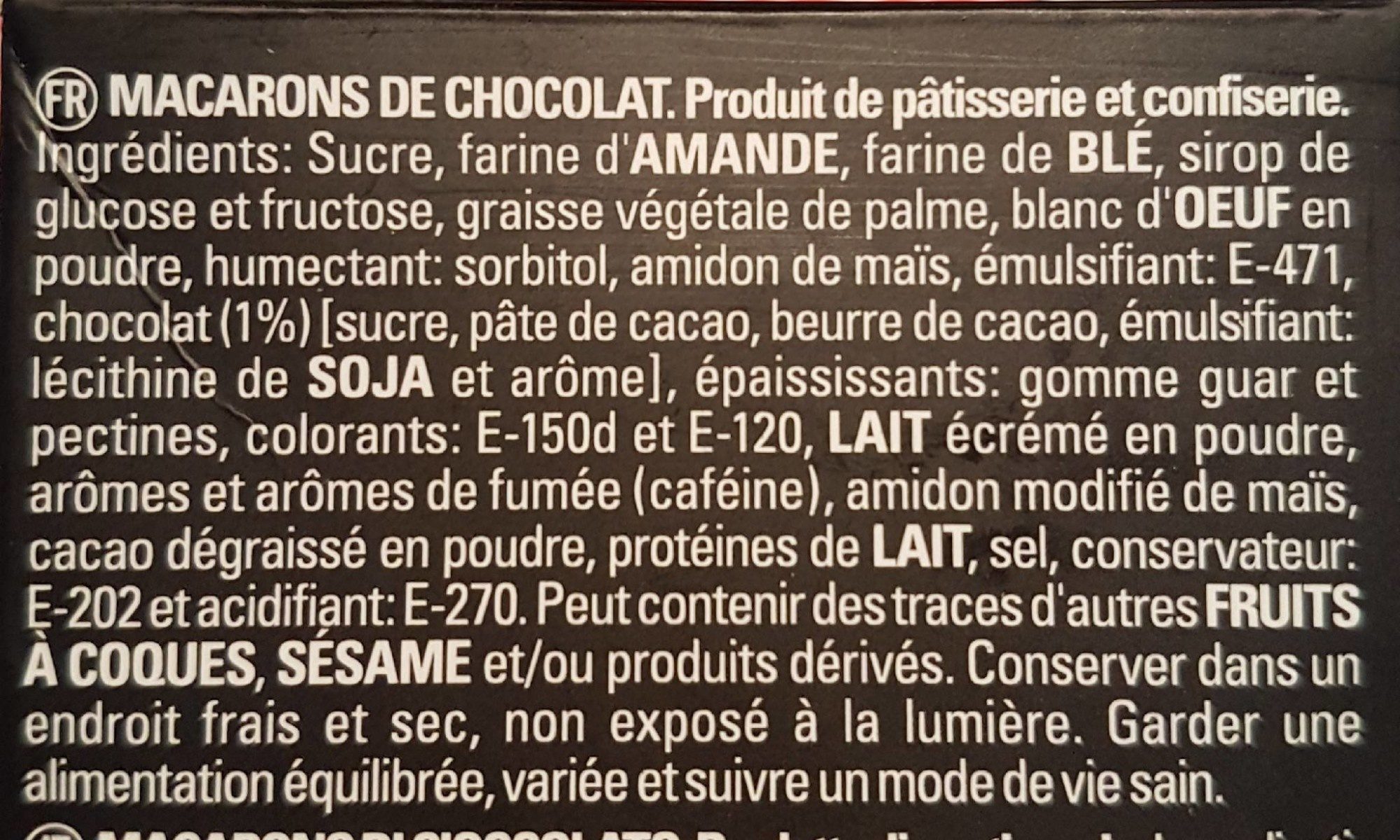 Black macarons chocolate - Ingrédients