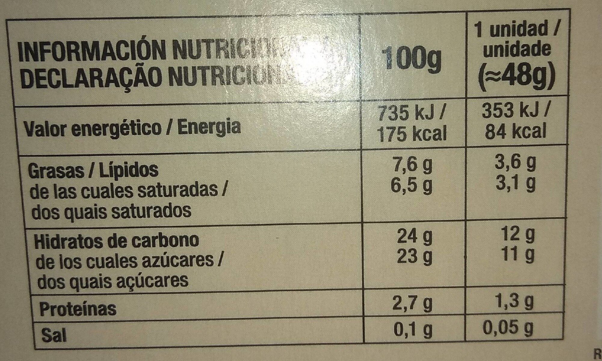 CREMOSITO - Nutrition facts - es