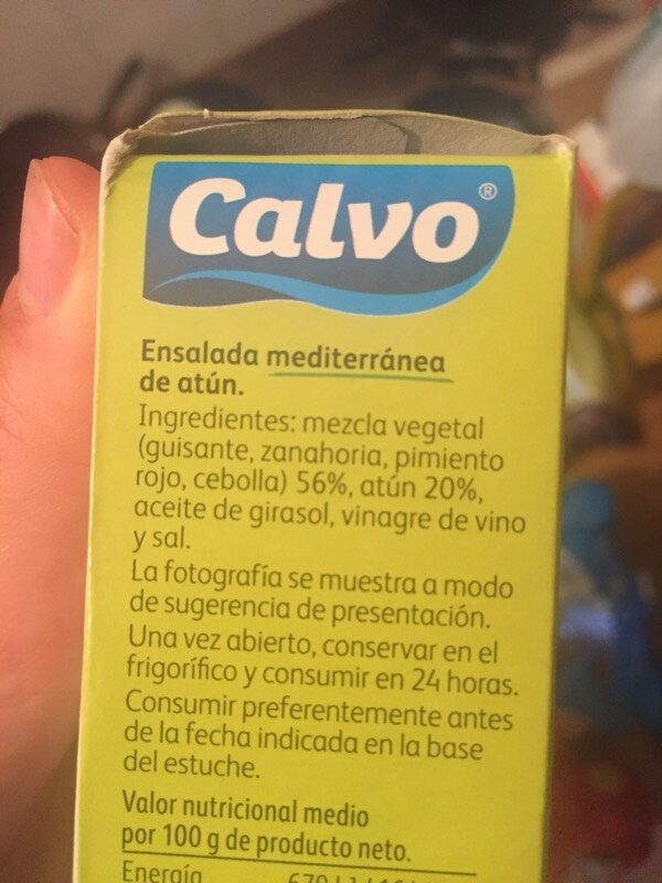 Ensalada mediterránea Calvo - Ingredientes