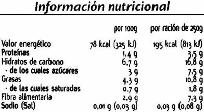 Salto Campestre - Informació nutricional - es