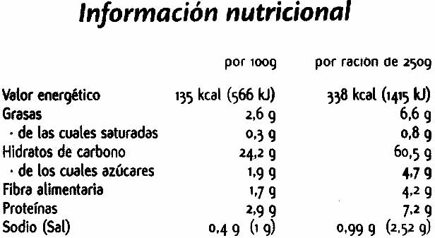 Salto Mediterráneo - Nutrition facts - es