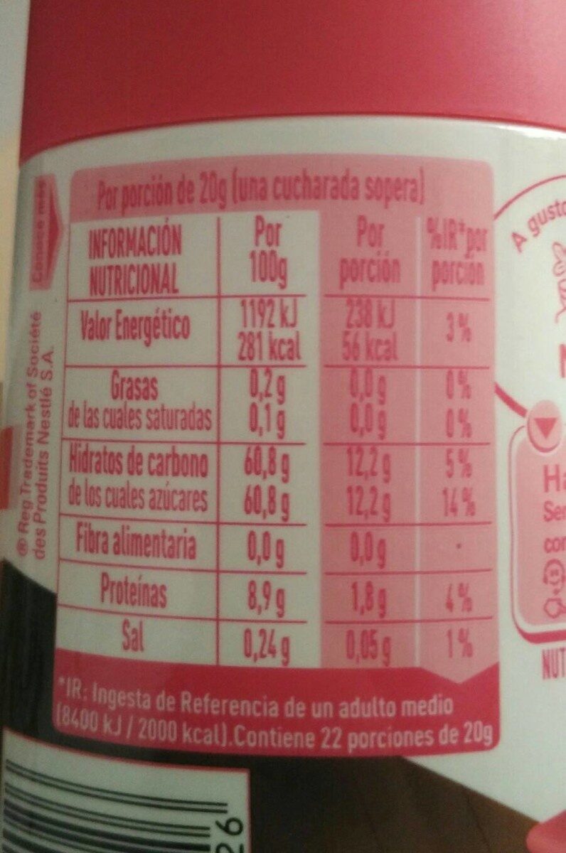 Leche condensada desnatada sirve fácil - Nutrition facts - en