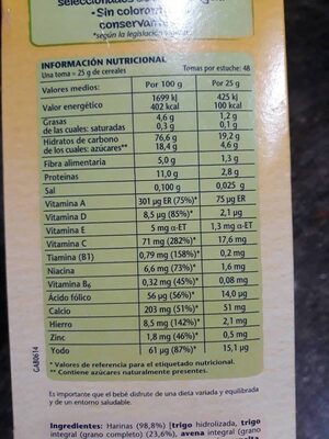 8 cereales - Nutrition facts - es