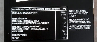 Chocolate negro 0% azúcares añadidos 70% cacao - Informació nutricional - es