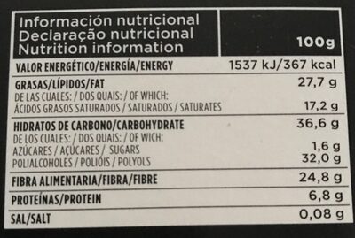 Chocolate negro suave - Informació nutricional - es