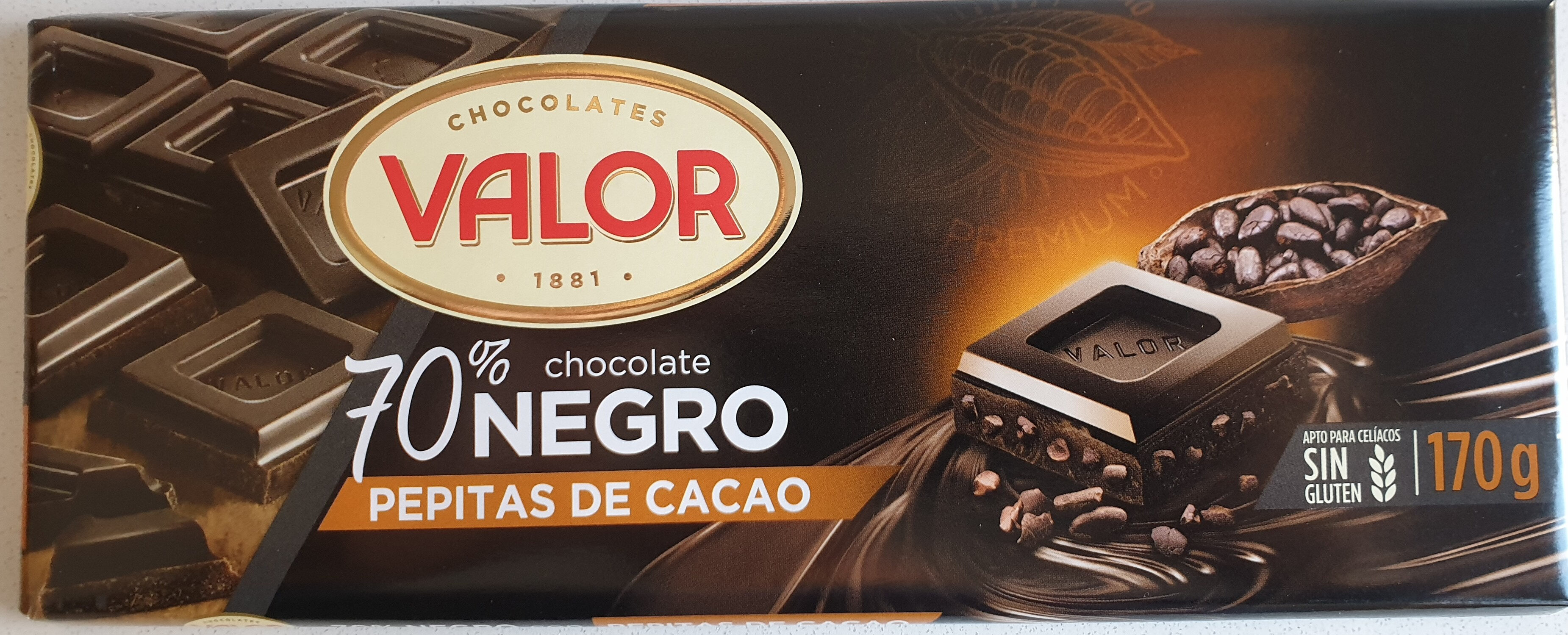Valor Chocolate Negro 70% con Pepitas de Cacao - Producte - es