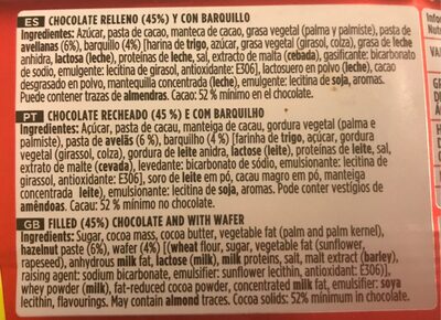 Valor chocolates 1881 - Ingredients - fr