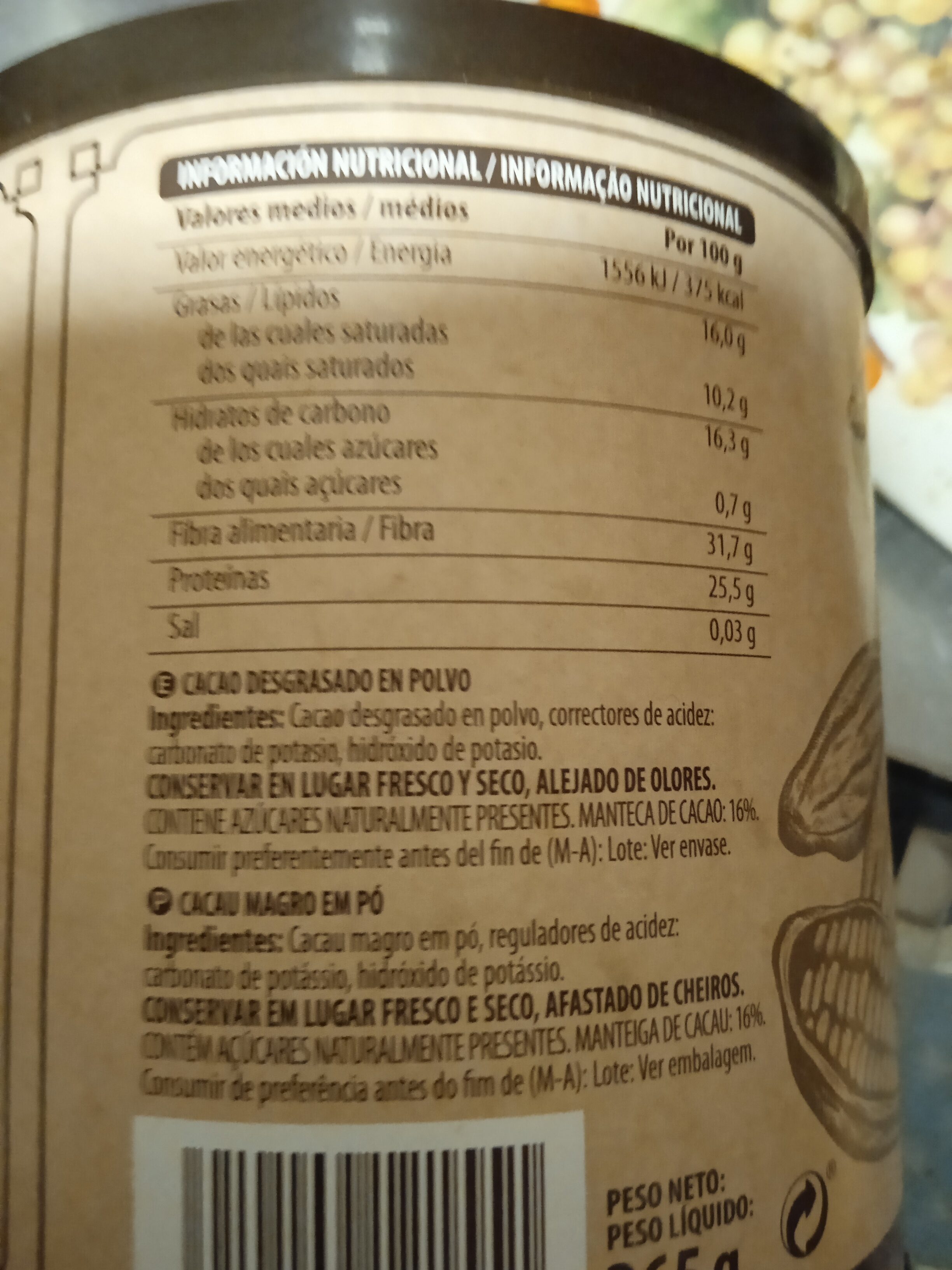 Cacao puro desgrasado en polvo - Ingredients