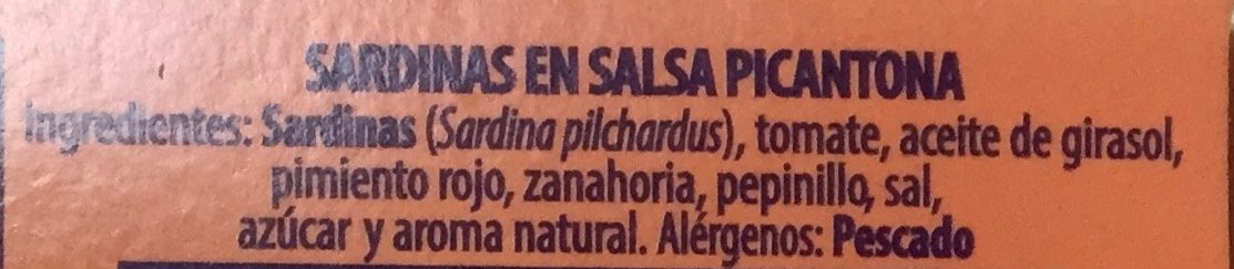 Sardinas salsa picantona - Ingredientes