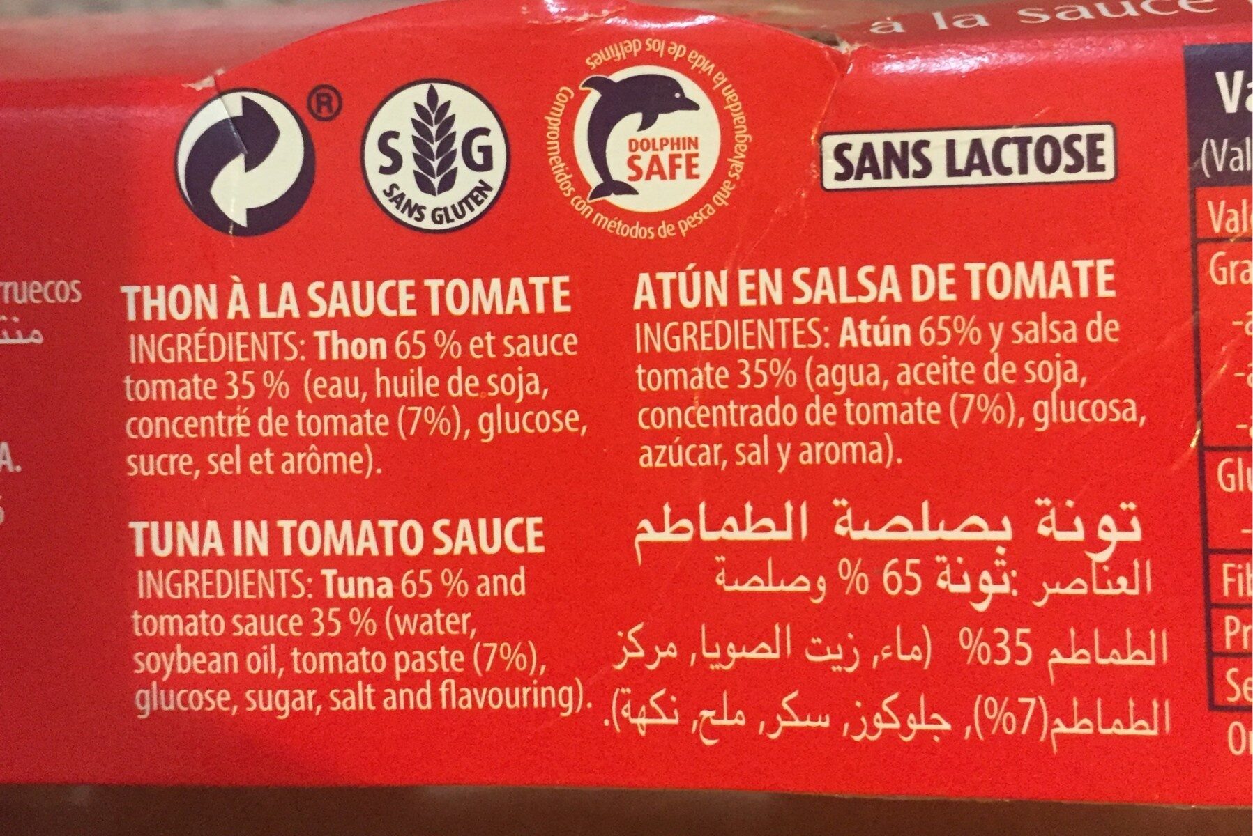 Isabel thon sauce tomate - المكونات - fr