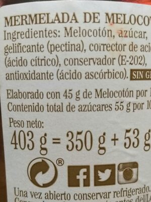 MERMELADA MELOCOTON VIEJA FCA. - Ingredients - es