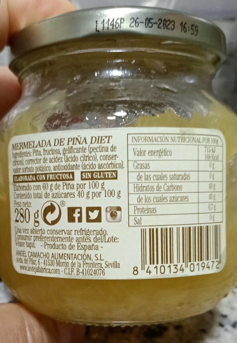Diet mermelada de piña - Información nutricional - fr